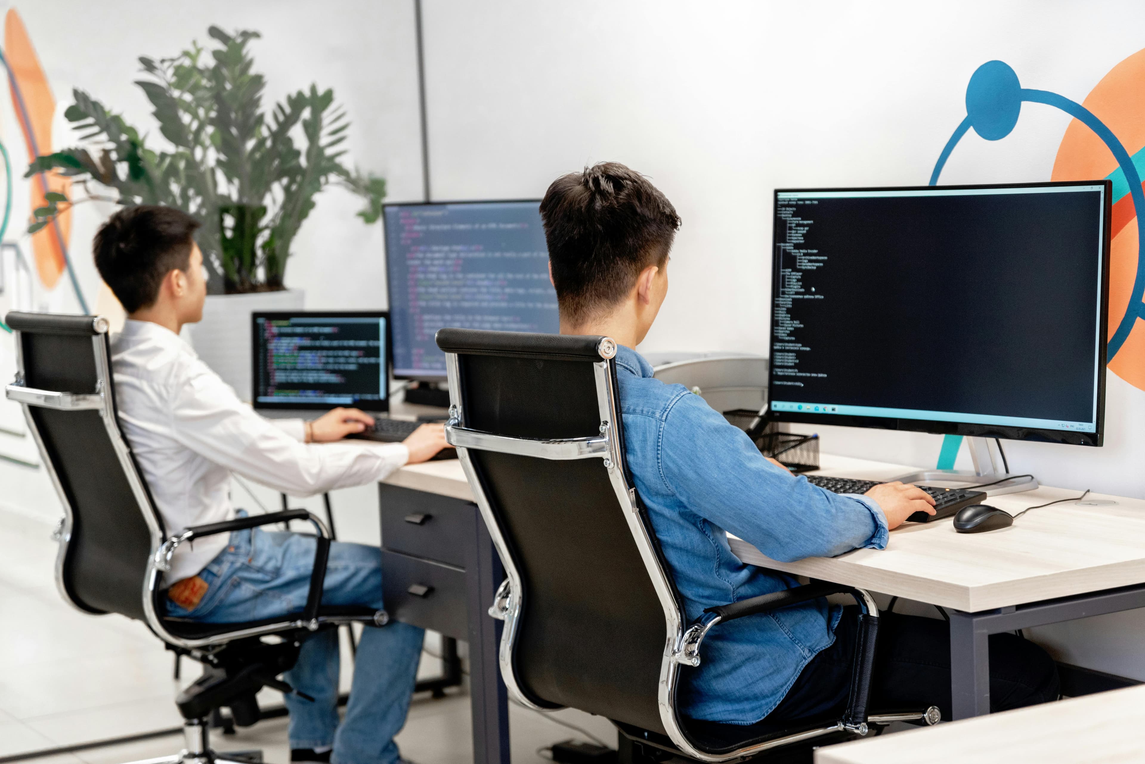 Cybersecurity professionals collaborating